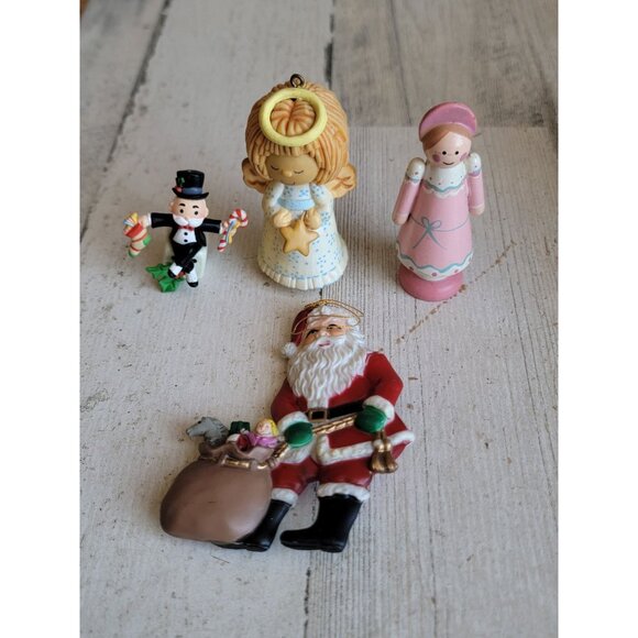 Unique Vintage monopoly angel Santa variety ornament Xmas set - Picture 1 of 6